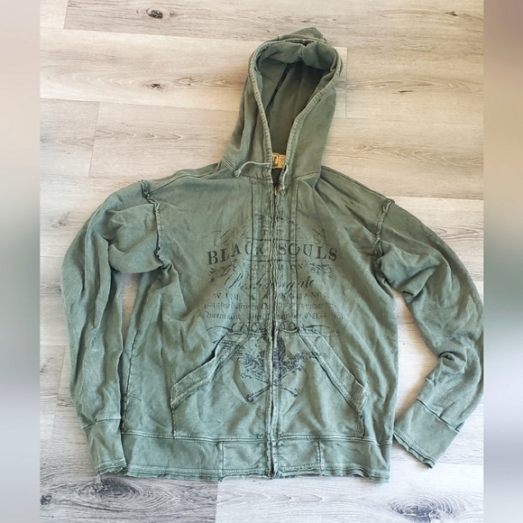 Salvage Hoodie sz Large Green Black Souls - Picture 2 of 6